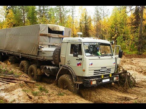 Видео: Труднопроходимые дороги Грузовики на бездорожье техника на зимнике и конец зимника