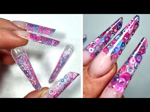 Видео: наращивание и ДИЗАЙН  ВЕРХНИМИ ФОРМАМИ ❤ МЕГА длинные НОГТИ