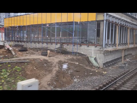 Видео: Тестовская (Москва-Сити). Строительство платформ D1. Движение по IV пути. 2025/10/26 (26 окт./вс.)