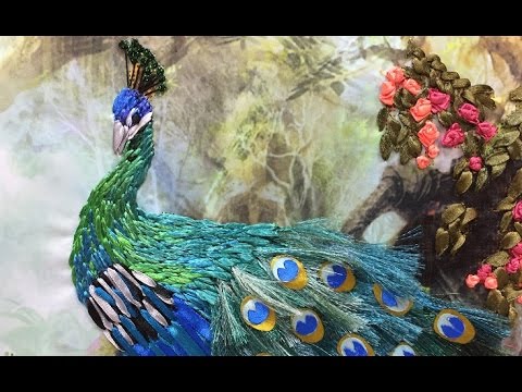 Видео: ВЫШИВАЕМ  ПАВЛИНА  ЛЕНТАМИ и бархатные цветы -- ШКОЛА ВЫШИВКИ ЛЕНТАМИ  Татьяны Шелиповой