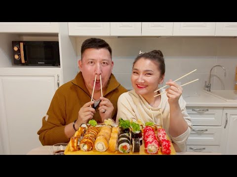 Видео: МУКБАНГ С БАГЖАН😍 РОЛЛЫ СУШИ 🍱ОТВЕЧАЕМ НА ВОПРОСЫ Mukbang sushi rolls не асмр