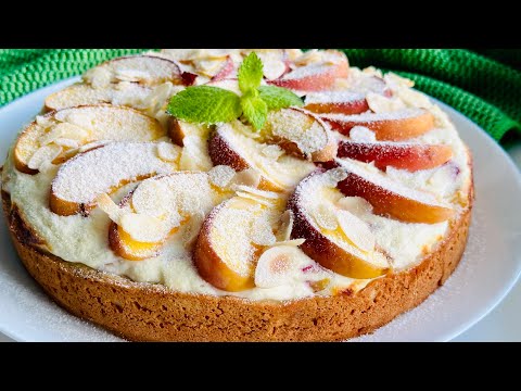 Видео: Диетический! Творожный пирог с персиками! Без сахара и пшеничной муки