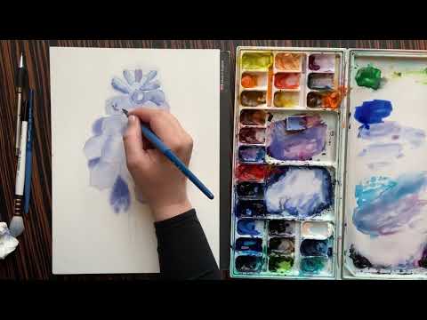 Видео: Рисуй мускари акварелью