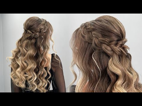 Видео: Элегантная прическа с косой и полураспущенными волосами | Идеально подходит для особых случаев и ...