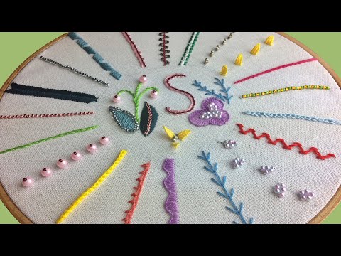 Видео: Вышивка гладью основные стежки с использованием крючка, бисера и бусин | Embroidery for Beginners