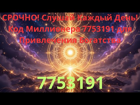 Видео: СРОЧНО! Слушай Каждый День! Код Миллионера 7753191 для Привлечения Богатства