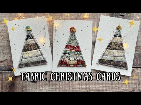 Видео: Рождественские открытки с ёлкой из ткани / Метод «Стегайте по ходу дела» / с демонстрацией вышивк...