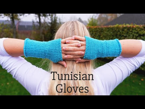 Видео: Быстрые перчатки без пальцев ТУНИССКИМ КРЮЧКОМ