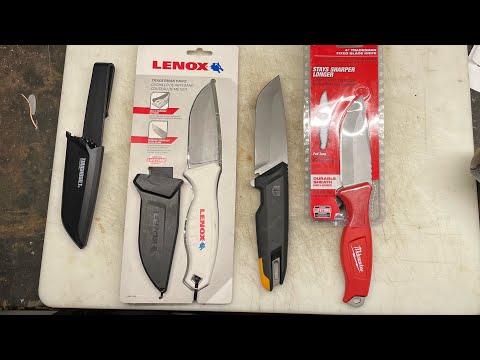 Видео: Сравнение ножей с фиксированным лезвием Milwaukee, Lenox и Toughbuilt