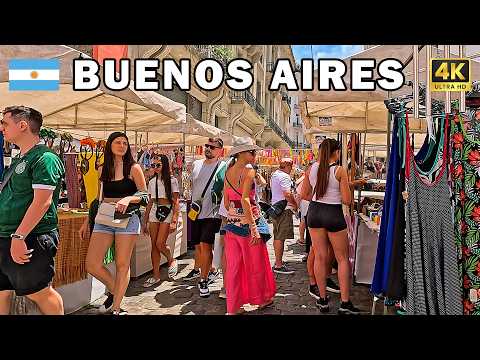 Видео: 🇦🇷 Буэнос-Айрес, Аргентина 4K: прогулка | От ярмарки Сан-Тельмо до площади Майо