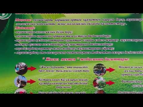 Видео: 102 орта мектеп Жасыл мектеп жобасы “Жасыл желекті мектептен - жасыл әлемге”
