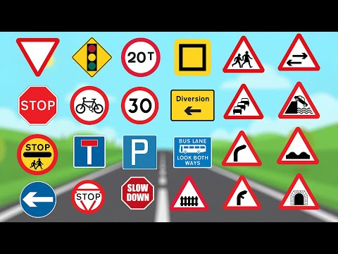 Видео: 40 самых распространённых дорожных знаков Великобритании для экзамена по вождению | Найдите прави...