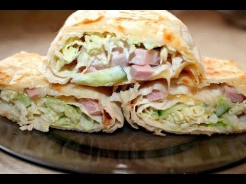 Видео: Рулет из лаваша с копченой курицей и сыром. Рецепт лаваша с курицей, колбасным сыром и огурцами.