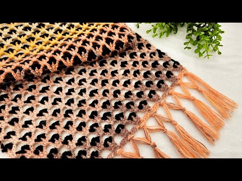 Видео: Великолепная/очень легкая и очень элегантная модель шали-палантина крючком.