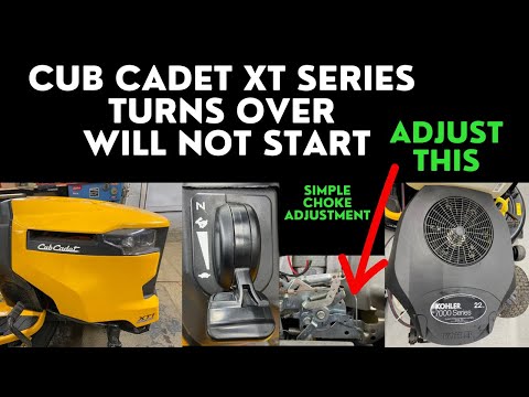 Видео: Газонный трактор Cub Cadet XT переворачивается, но не заводится. Как отрегулировать подсос на Koh...