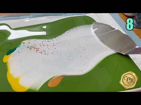Видео: Акриловая заливка | Проведите по вращающемуся элементу | День 8 из 30-дневного конкурса «Жидкое и...