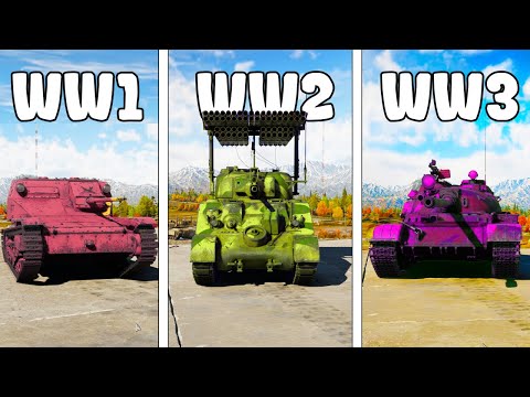 Видео: ТАНКИ ПЕРВОЙ МИРОВОЙ VS ВТОРОЙ МИРОВОЙ VS ТРЕТЕЙ МИРОВОЙ В WAR THUNDER!!!
