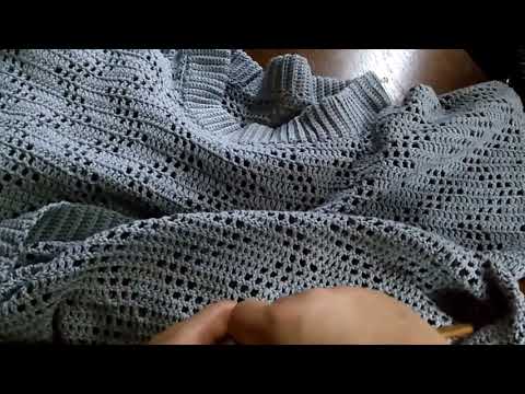 Видео: Джемпер мужской  крючком.Филейное вязание.