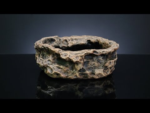 Видео: Сделайте цементный горшок с реалистичной текстурой кораллового камня — очень просто!