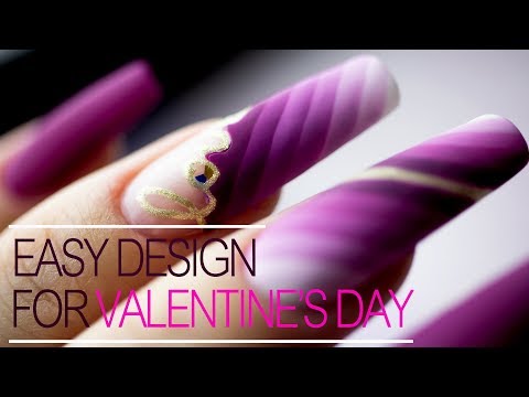 Видео: Легкий Дизайн Для Длинных Ногтей - День Святого Валентина Nail Art 2020