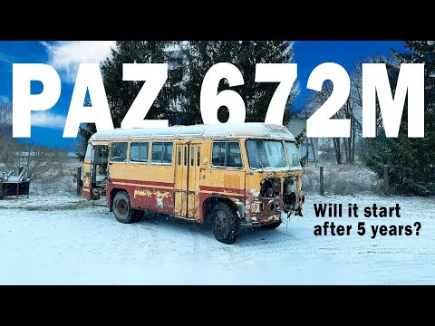 Видео: PAZ 672M (1985) - WINTER START after 5 years - ПАЗ 672М