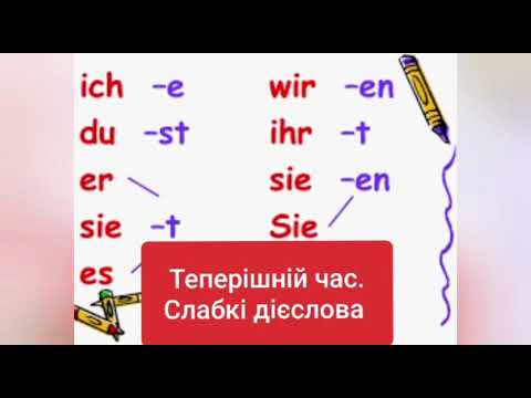 Видео: Теперішній час. Слабкі дієслова (Präsens. Schwache Verben)