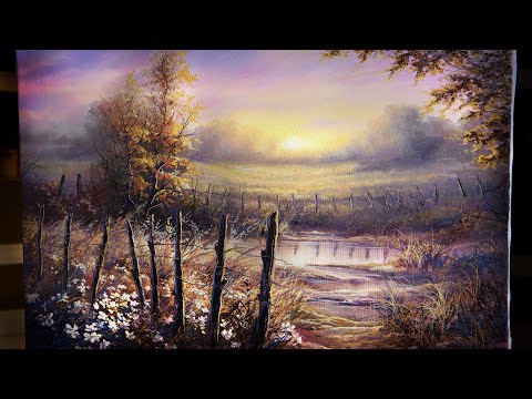 Видео: Вечерний луговой пруд — рисуйте с Кевином