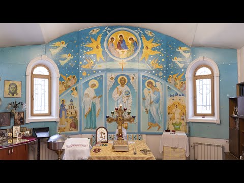 Видео: Роспись алтарной стены храма на фанерных щитах.