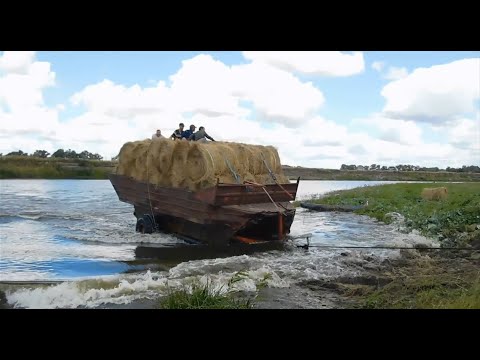 Видео: Сено через реку, полная версия! Тракторы Т-150, ДТ-75 и ЗИЛ-130!