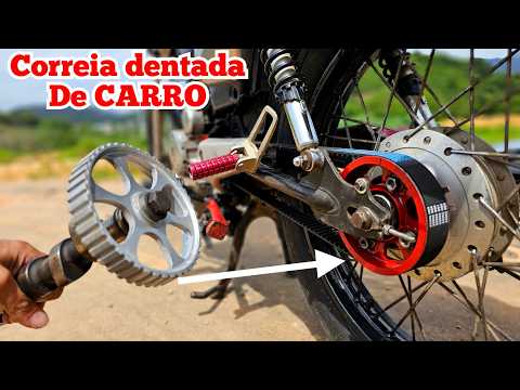 Видео: МОТОЦИКЛ С АВТОМОБИЛЬНЫМ РЕМНЕМ ГРМ ВМЕСТО ЦЕПИ
