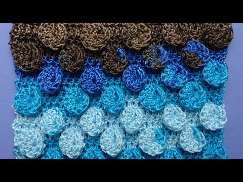 Видео: Объёмные кружочки   узор вязания 37