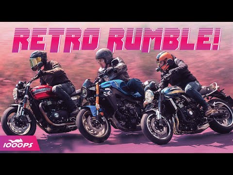 Видео: РЕТРО-ГРОМ! Kawasaki Z900RS против Triumph Speed ​​Twin против Yamaha XSR900
