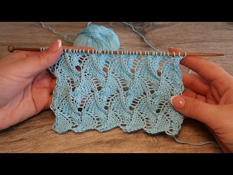 Видео: Узор «Ажурный завиток» спицами 💍 «Lace curl»  knitting pattern