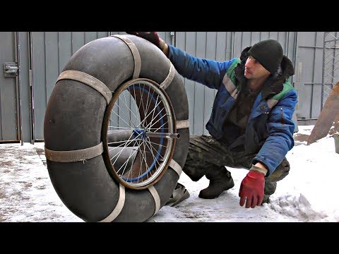 Видео: ✅Снегоход - Вездеход из велосипеда, бензопилы и камер от камаза