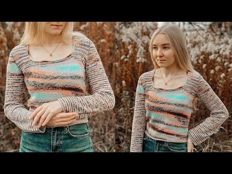 Видео: КОФТА с квадратным вырезом | Мастер-класс по вязанию спицами | Имитация втачного рукава