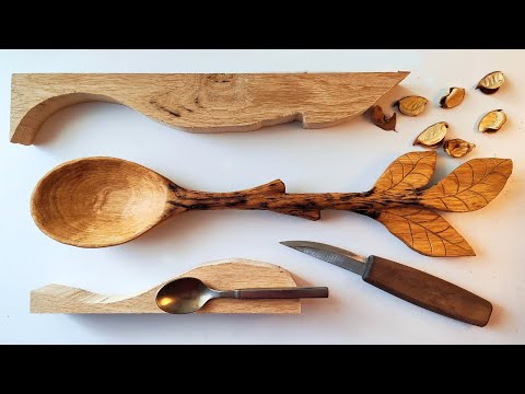 Видео: Изготовление гигантской дубовой деревянной ложки + Секретный рецепт финишного масла