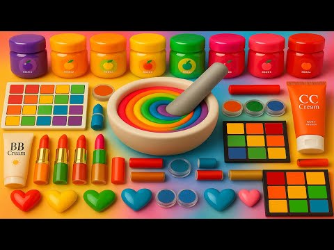Видео: ASMR DIY слайм видео 🌈 Радужный облачный слайм с косметикой, тенями, BB-кремом, уходом и блестками