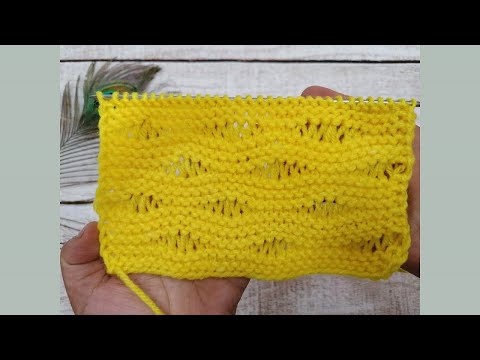 Видео: Очень простой узор  спицами 28 с вытянутыми петлями//Волны