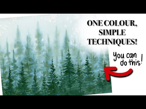 Видео: Замедли темп и рисуй. Тихий одноцветный туманный лес