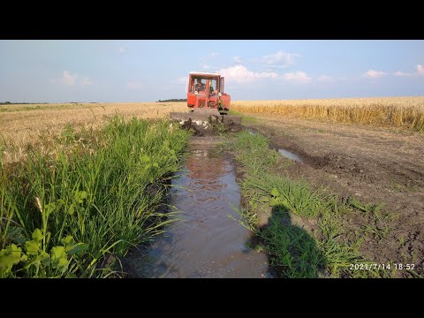 Видео: Ровняем полевые дороги на ДТ 75. Подготовка к уборке.