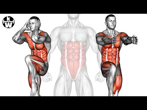 Видео: Упражнения для мышц живота стоя - самый быстрый способ сделать подтянутый пресс.