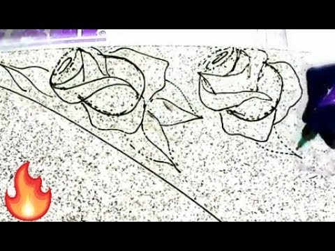 Видео: ✍Рисунок розы, быстрый эскиз на граните