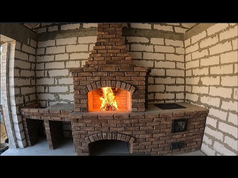 Видео: Строим мангал/барбекю с печкой из красивого кирпича ручной работы.