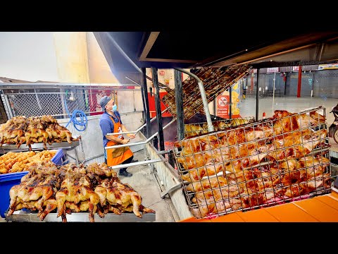 Видео: Потрясающая работа! 200 кур на углях каждый день от азиатского шеф-повара