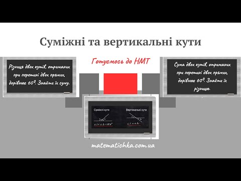 Видео: Суміжні та вертикальні кути. Готуємось до НМТ