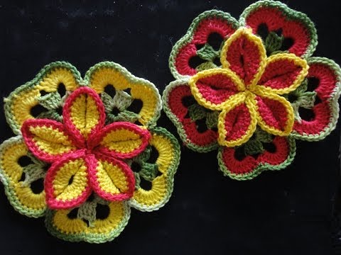 Видео: Объёмный цветок из квадратов Volumetric flower of squares Crocheting