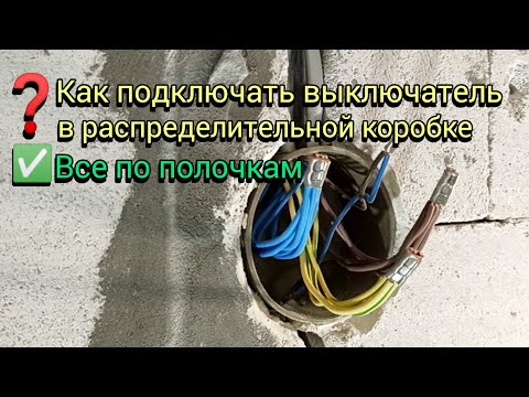 Видео: Подключение выключателя в распределительной коробке/Assembly of a switch in a junction box