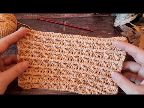Видео: Вяжем легкий, рельефный узор крючком. (N 108)