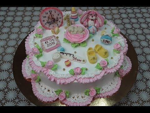 Видео: Тортик для девочки на годик( Cake for a girl for a year)