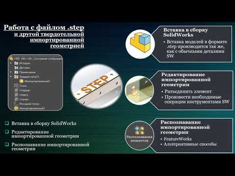 Видео: SolidWorks. Импорт. Работа с файлами STEP.